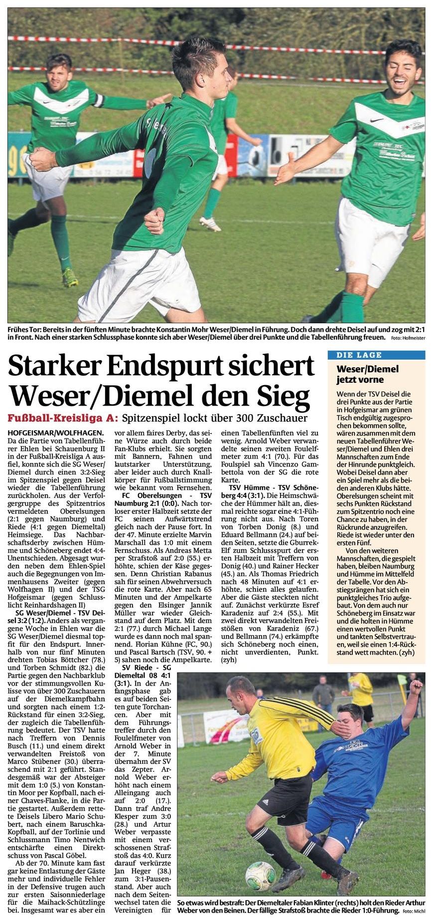 Derby SG Weser Diemel und TSV Deisel